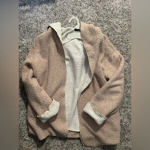 Cozy Zaful Tan and Cream Sherpa Jacket/Teddy Coat Reversible!